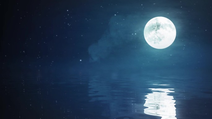 梦幻浪漫海上月亮视频素材