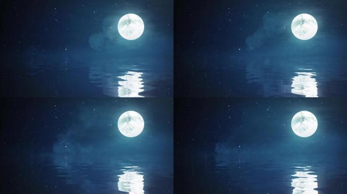 梦幻浪漫海上月亮视频素材