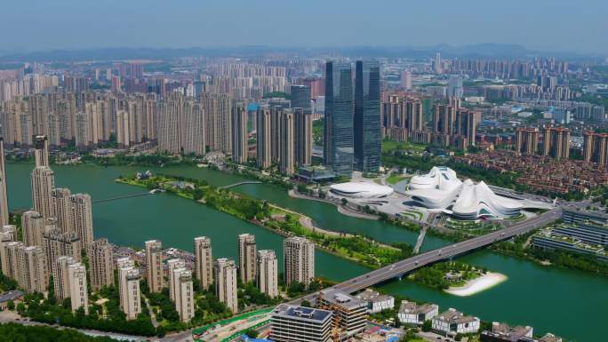 航拍长沙梅溪湖全景01