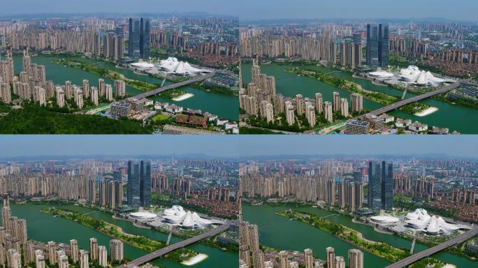 航拍长沙梅溪湖全景01