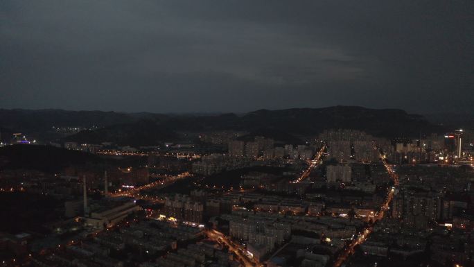 4k-log城市夜景航拍带山