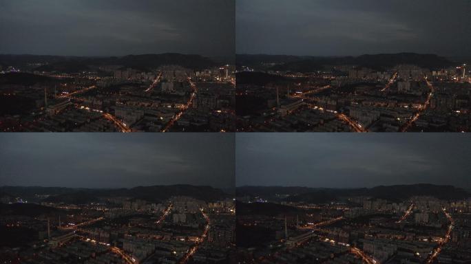 4k-log城市夜景航拍带山