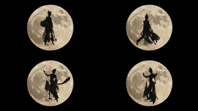 月亮剪影跳舞