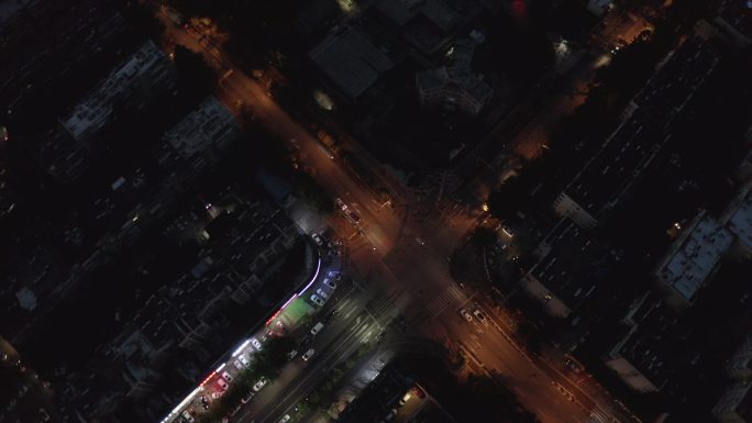 4k-log航拍城市夜晚十字路口