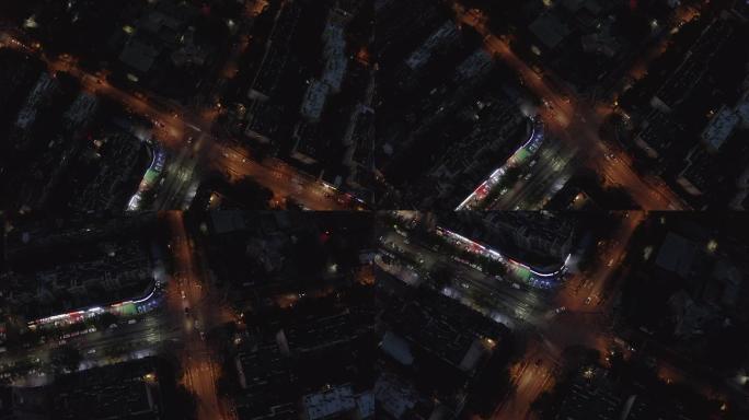 4k-log航拍城市夜晚十字路口