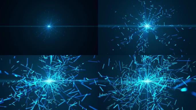蓝色光束闪电分叉粒子动画