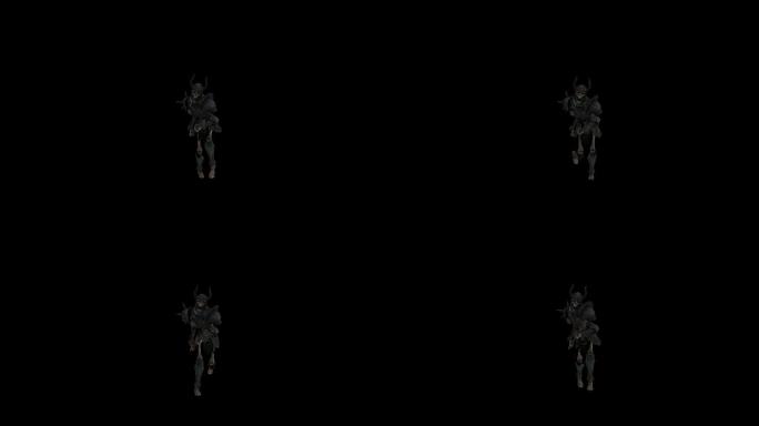 带盔甲的骷髅奔跑走路动画(4)