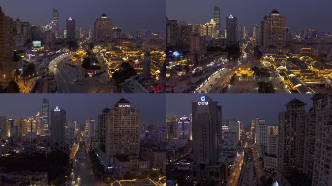 4K-原素材-昆明城市风光夜景航拍