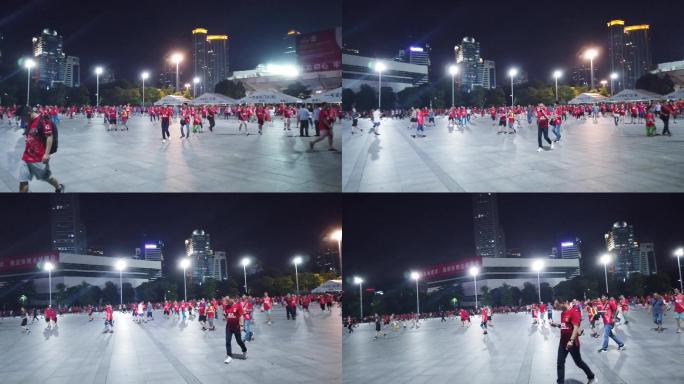 暑假夜晚广州天河体育中心恒大足球比赛结束