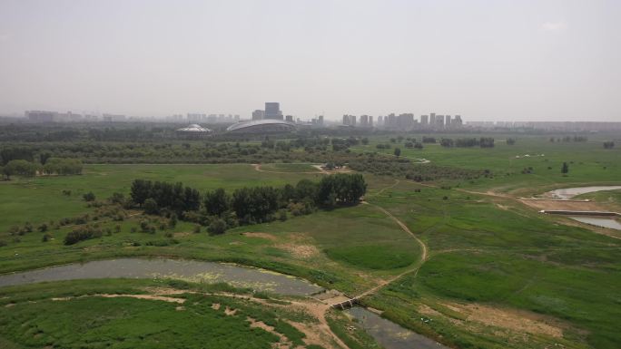 4K-原素材-包头市城中草原航拍