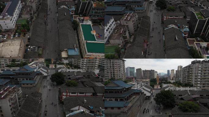 4K-原素材-昆明东西寺塔步行街航拍