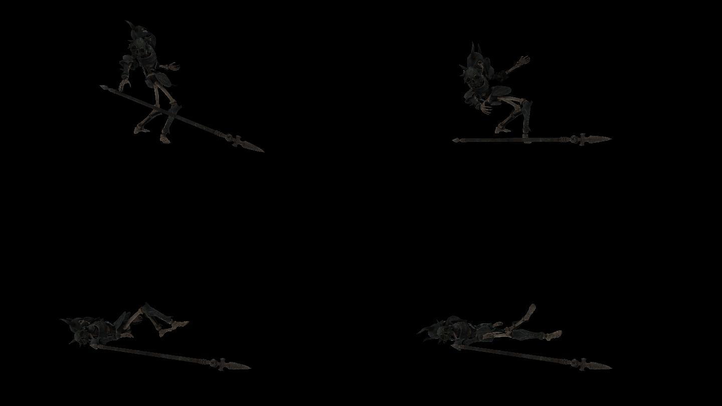带盔甲的骷髅死亡动画(7)