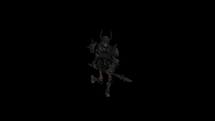 带盔甲的骷髅奔跑走路动画(2)