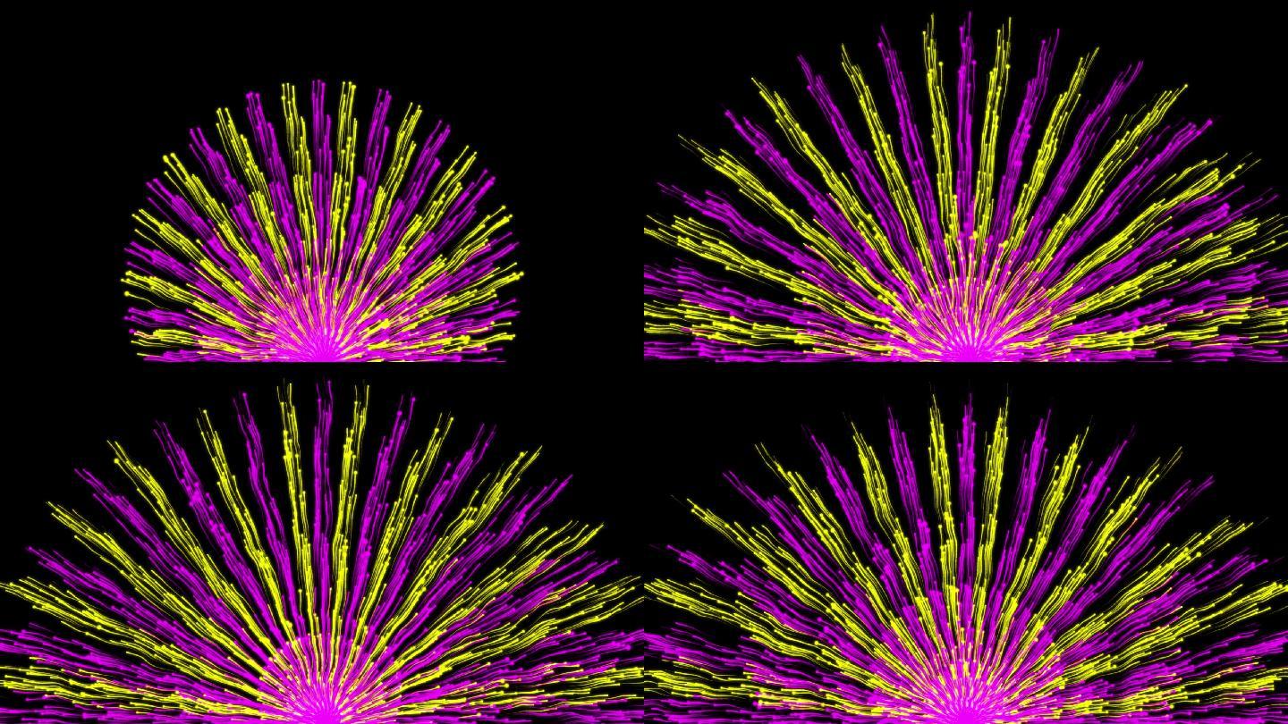 红黄放射流光孔雀屏视频背景素材