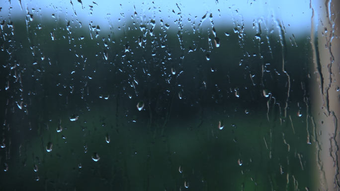 【原创】雨滴玻璃下雨雨滴滑落