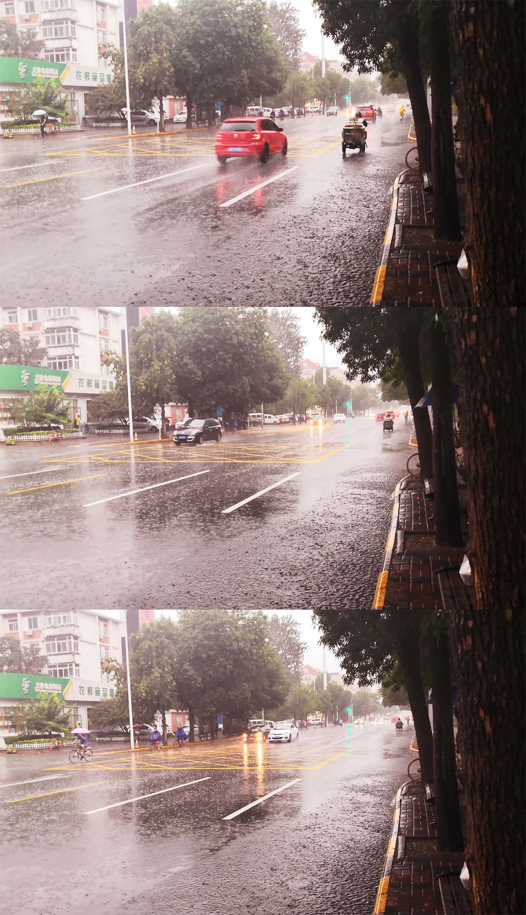 原创实拍下雨暴雨雨水街道视频素材