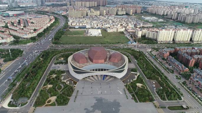 昆明市地标建筑物云南大剧院打包高清航拍