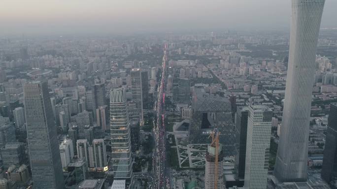 航拍北京地标国贸CBD中国尊中央电视台