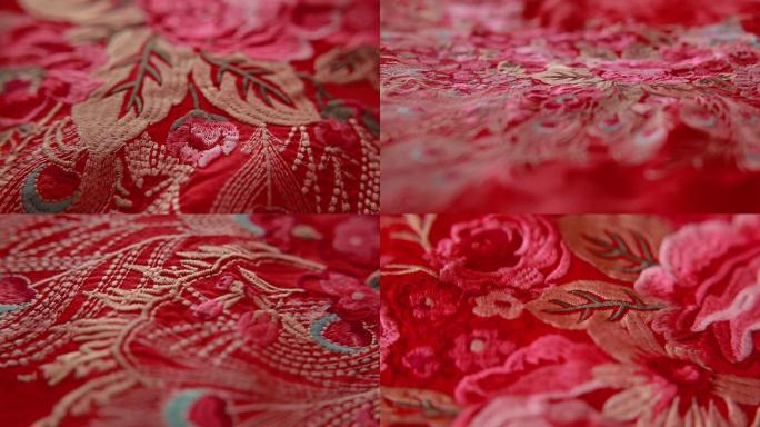 中国风传统刺绣大红鸳鸯被龙凤被子、可商用