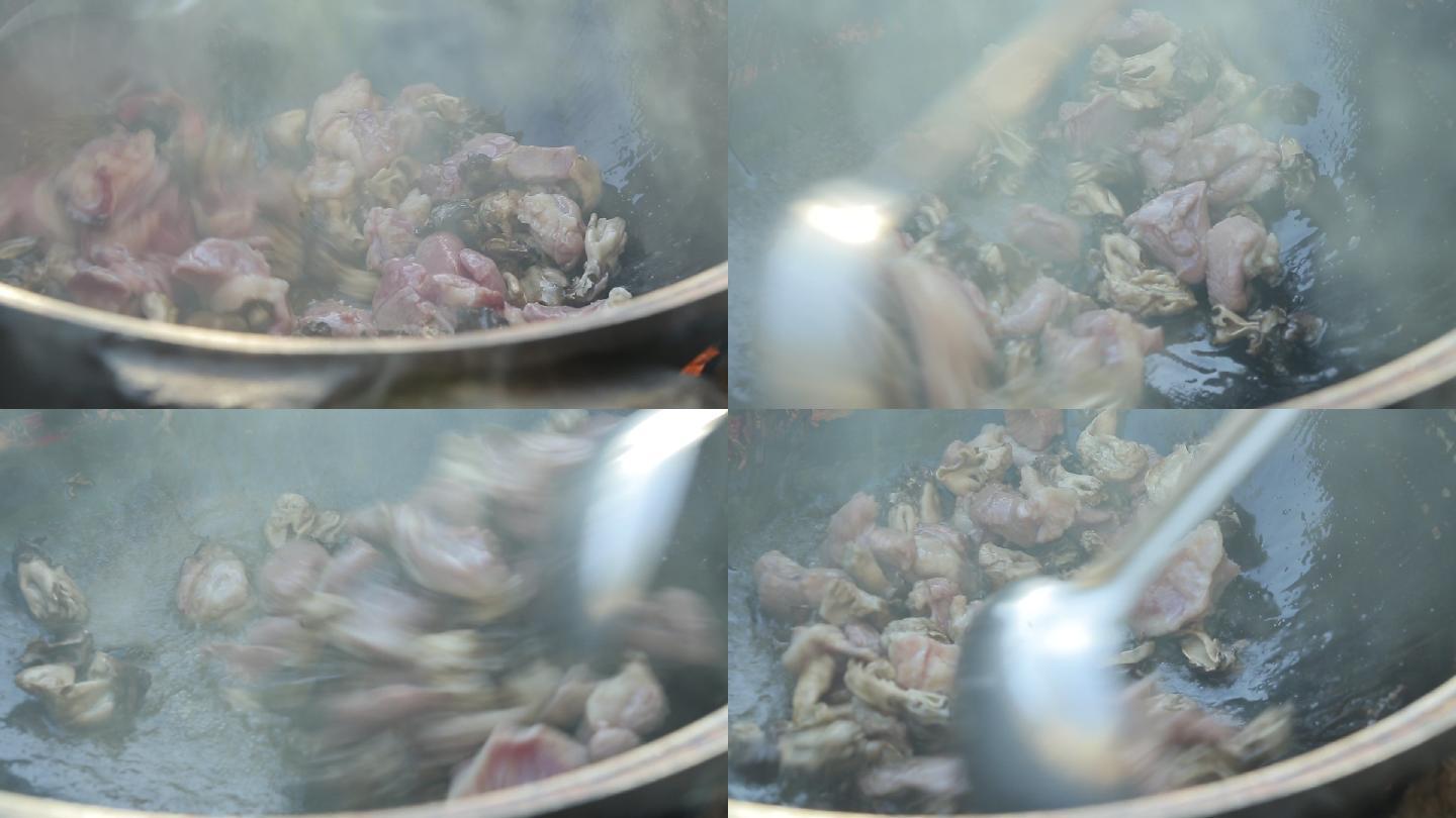 热气腾腾蘑菇炒羊肉