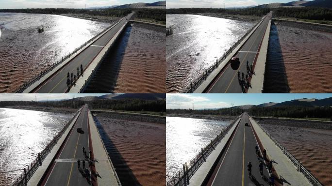 航怕黄河大桥上的骑行者