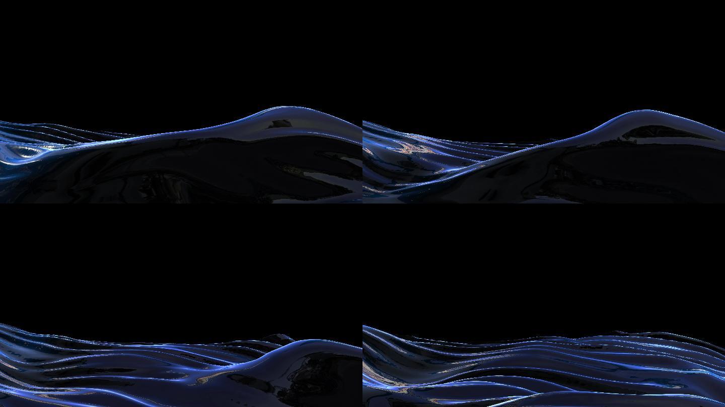 【4K无缝循环】蓝色金属流动液体2