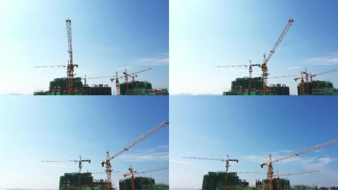 4K大气航拍房地产建筑施工塔吊