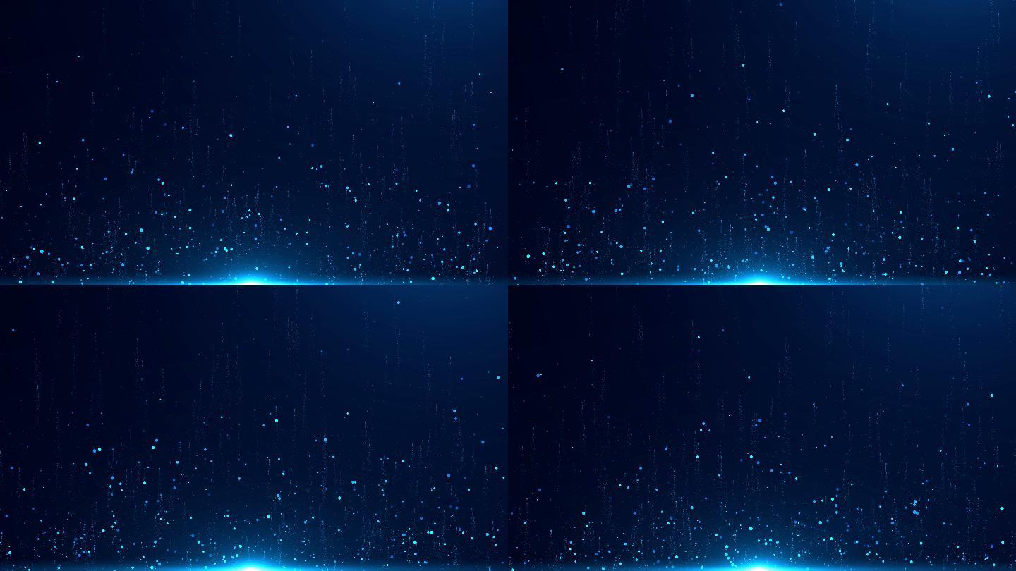 4K唯美蓝色粒子流星雨上升