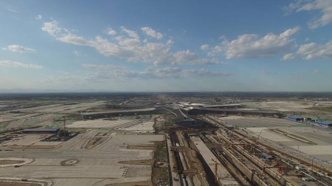 航拍北京大兴建设中新机场