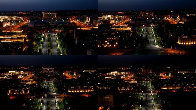 4K-原素材-阿拉善盟城市夜景航拍