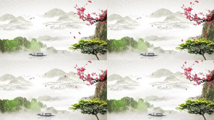 中国风山水水墨背景视频