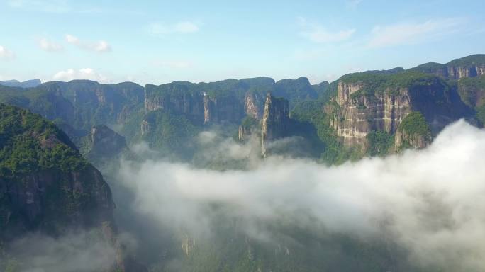 浙江神仙居景区云海景观航拍