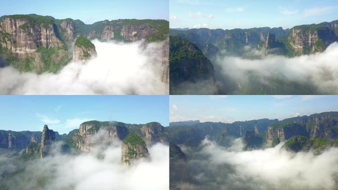 浙江神仙居景区云海景观航拍