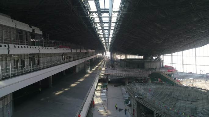 航拍北京大兴新机场内部通道建设