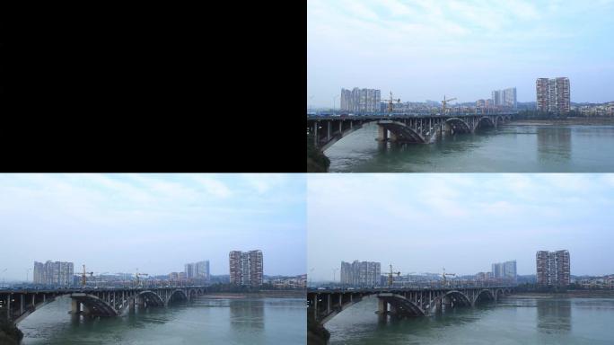 乐山大桥大河河流天空