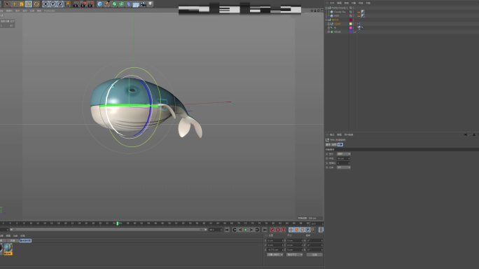 C4D三维卡通鲸鱼模型带材质贴图动画绑定