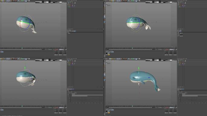 C4D三维卡通鲸鱼模型带材质贴图动画绑定