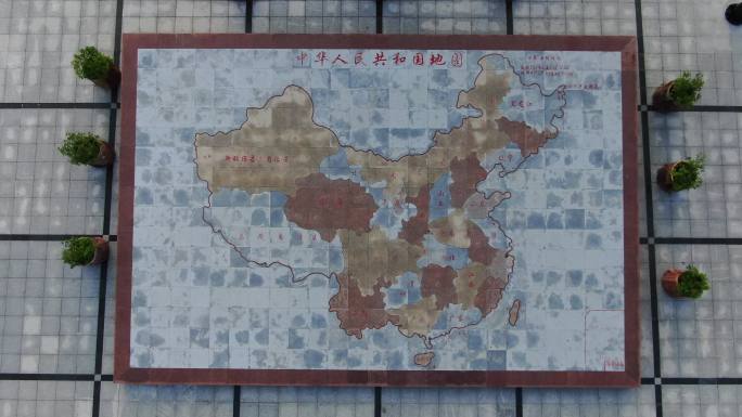 航拍东极广场中国地图4k