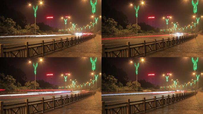 实拍道路夜景延时