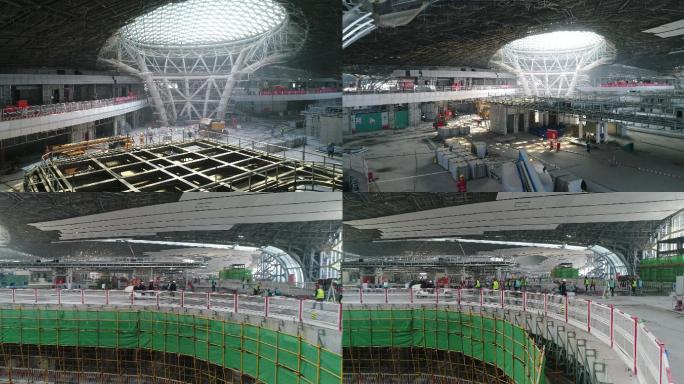 航拍北京大兴新机场内部建设场景