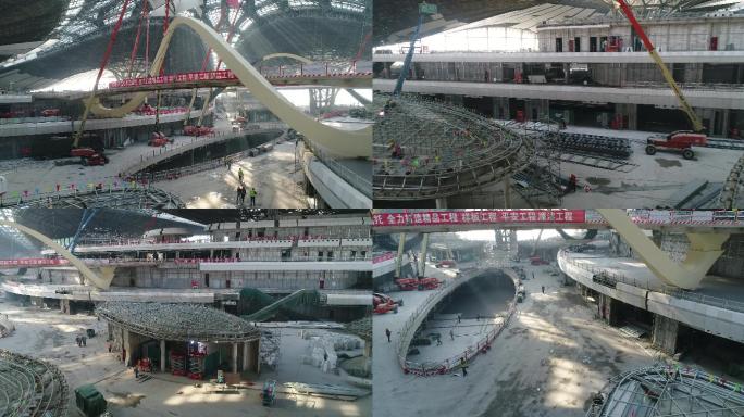 航拍北京大兴新机场内部建设场景