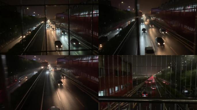 北京夜晚的路灯和稀拉的车流