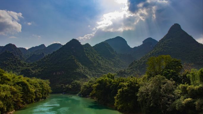 贵州蓝天白云山水延时