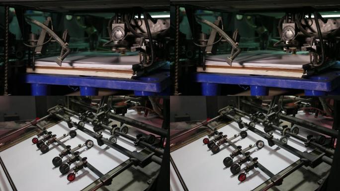 印刷厂印刷设备高速送纸实拍