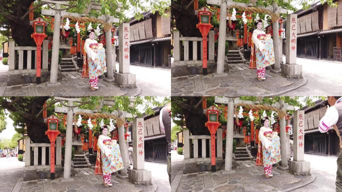 日本京都祇园艺伎街头拍摄