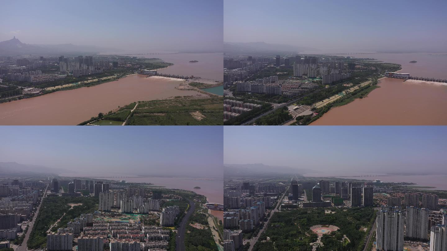 4K-原素材-内蒙古乌海市滨河区航拍