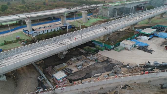 航拍北京大兴新机场运输线路建设