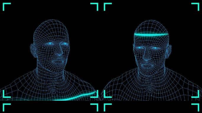 高清原创三维人脸识别系统扫描动画
