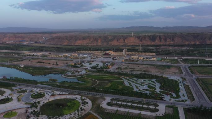 4K-原素材-中卫高铁南站航拍