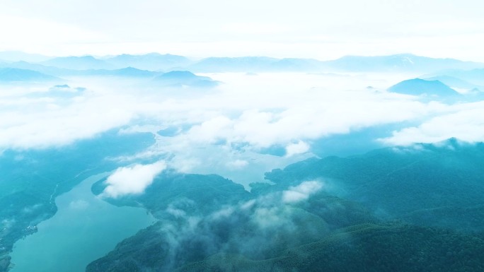 航拍广西原始森林十万大山森林云海